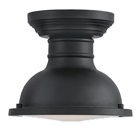 Westinghouse Fixture Ceiling Outdr SemiFlush-Mount 60W Orson 9In Txt, Black Frost Prsm Glass 6113200